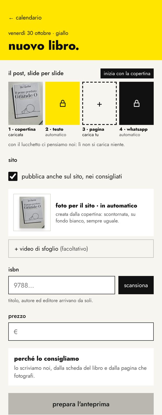 La scheda libro con le slide in ordine