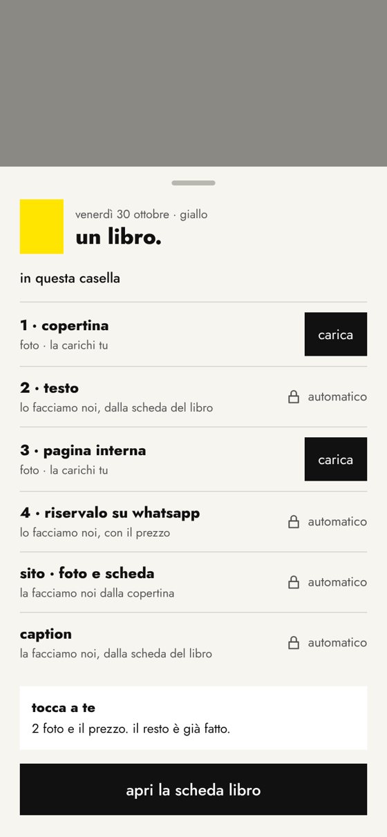 La casella di un libro: cosa carichi tu e cosa facciamo noi