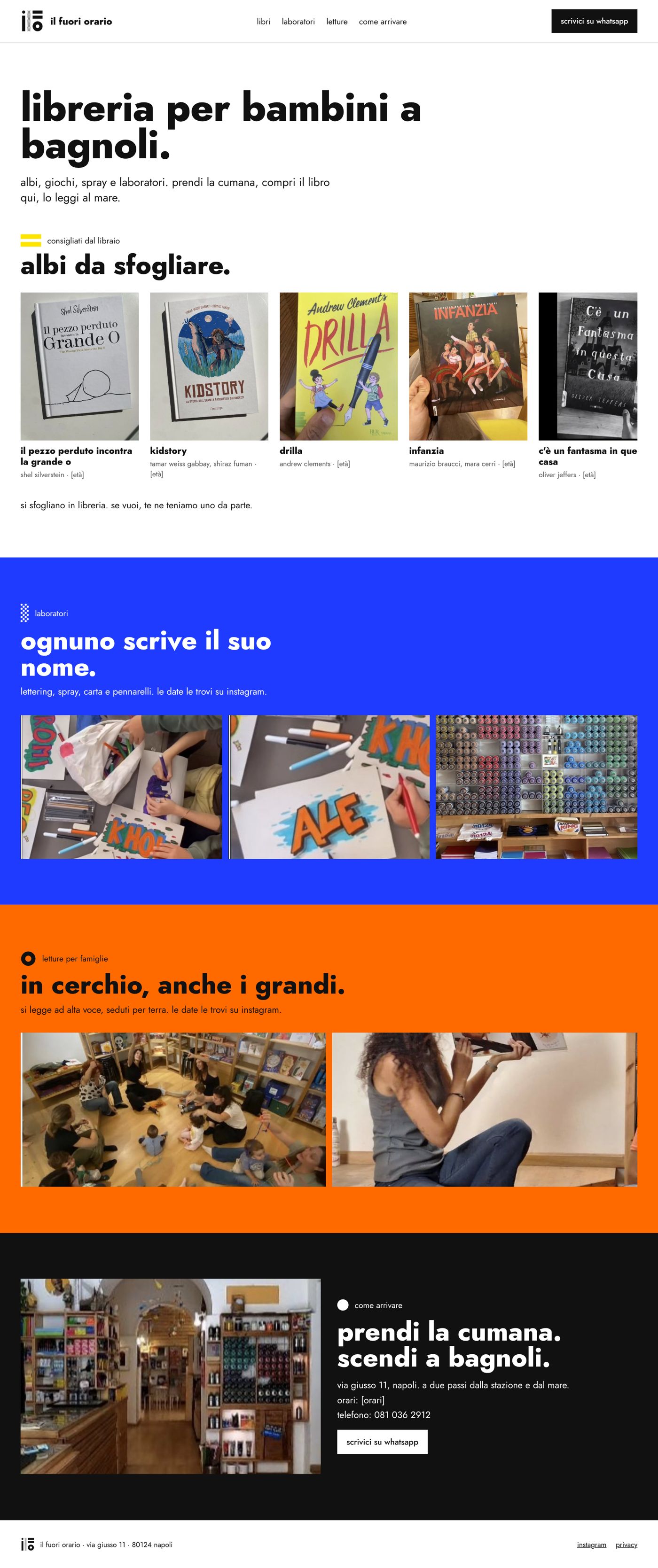 Il nuovo sito del Fuori Orario, dall'intestazione al piè di pagina